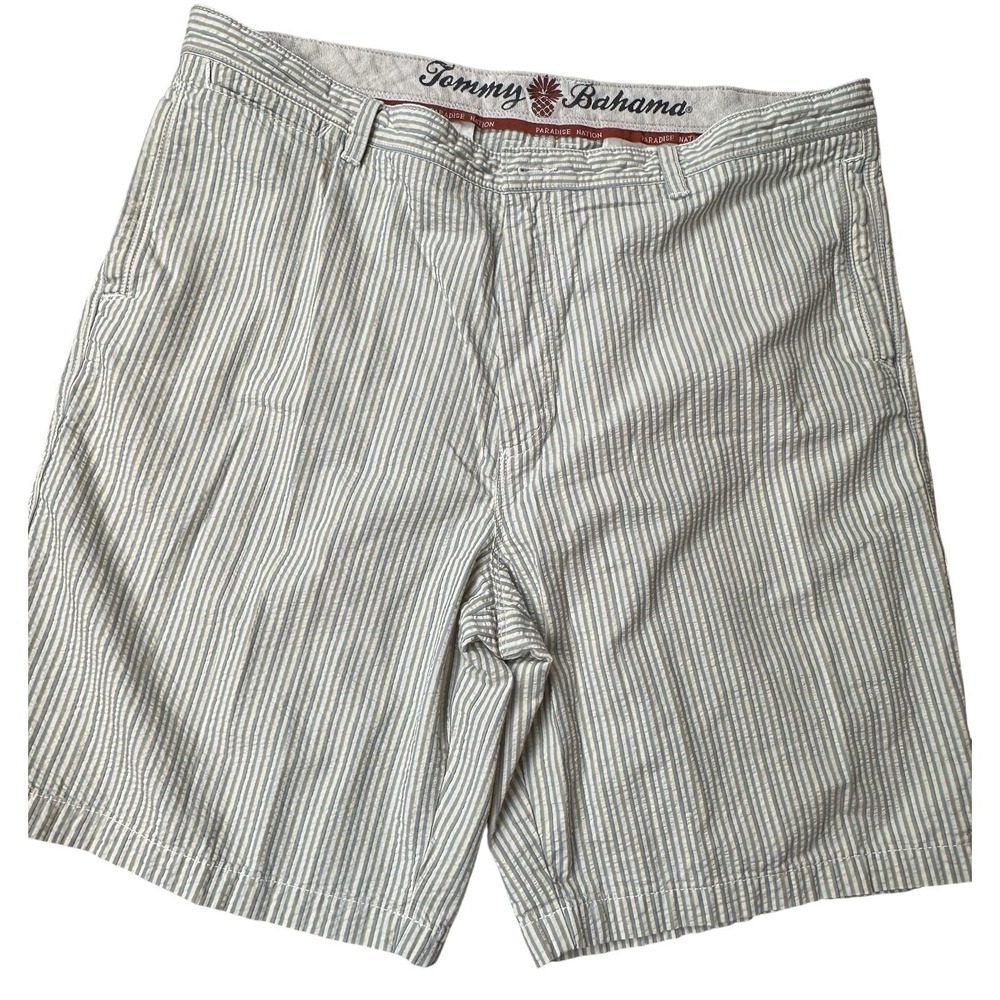Tommy Bahama Shorts Men's 40  Seersucker Paradise Nation Striped Lightweight